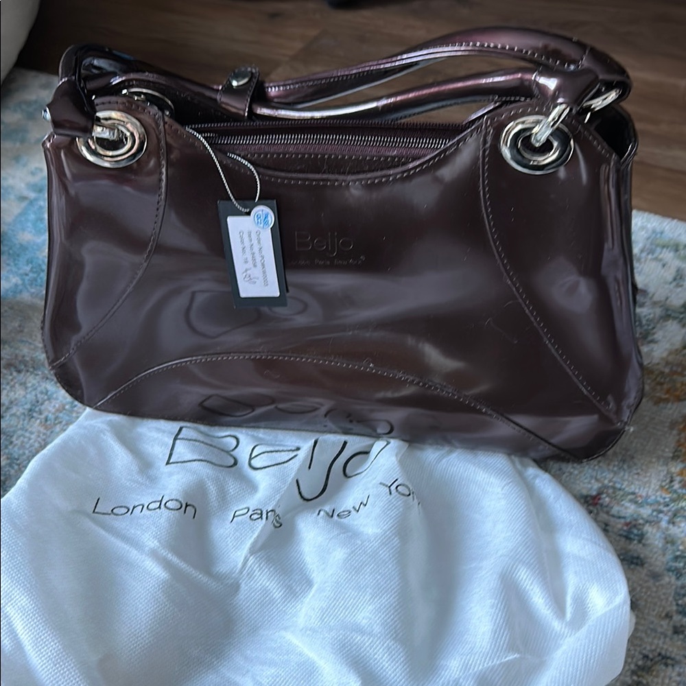 Beijo Brown Shoulder Bag with Silver Hardware